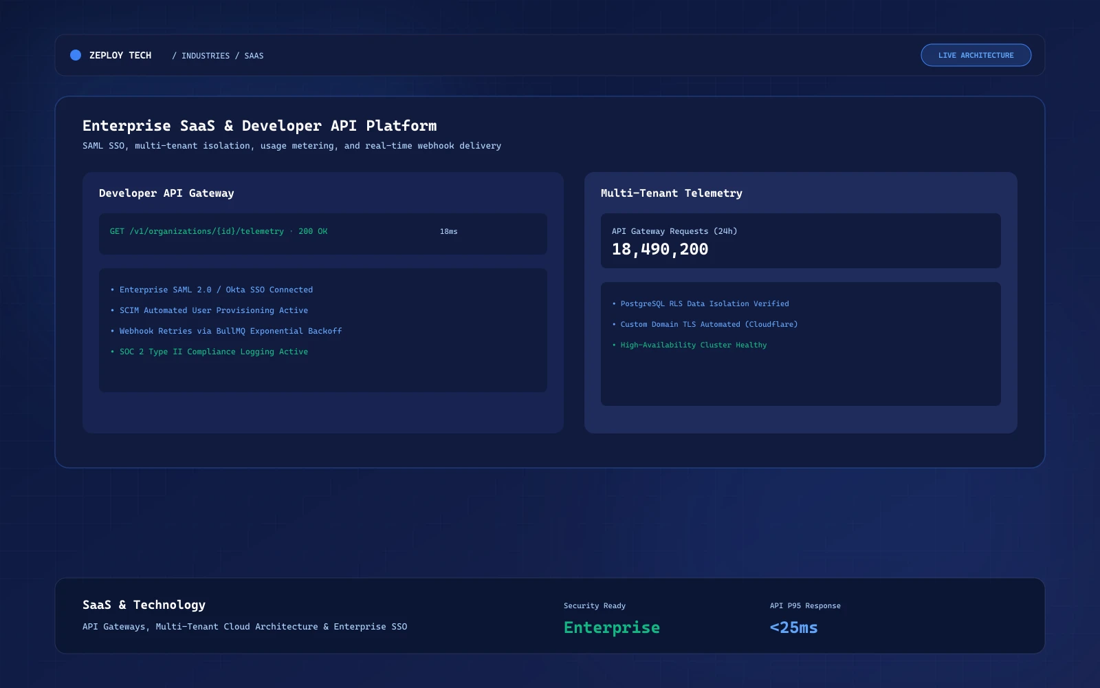 Enterprise SaaS administration and telemetry dashboard by Zeploy Tech